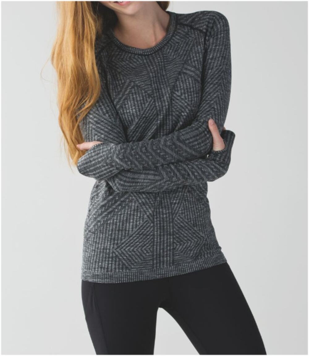 Lululemon Rest Less Pullover Heathered Black Running Thumbhole Women Size XS